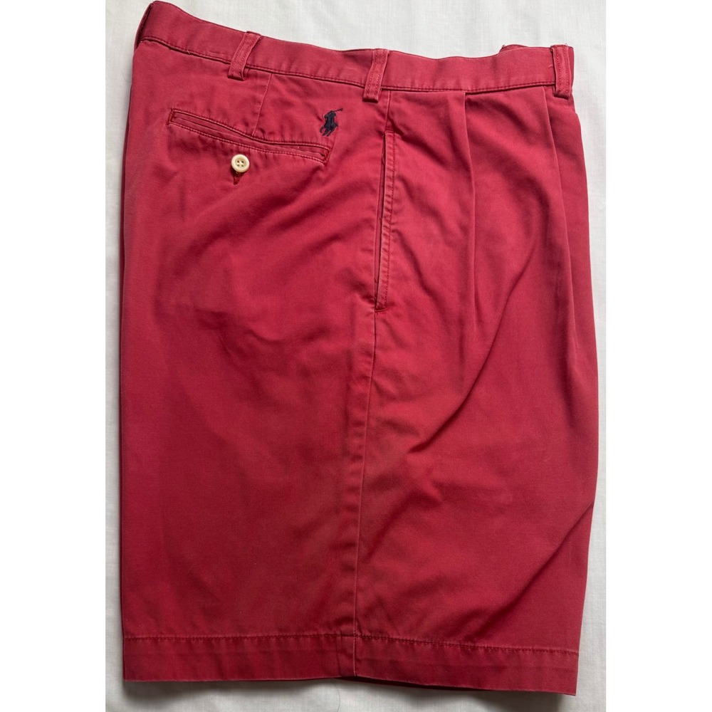 Polo Ralph Lauren‎ Tyler shorts Mens 34 Red Pleated Chino with Pony 8.5 Inseam